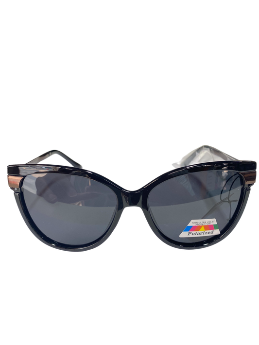 Cat-eye sunglasses featuring black frames and polarized lenses (1pcs)