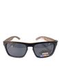 Sunglasses with black frame and dark lenses on a white background