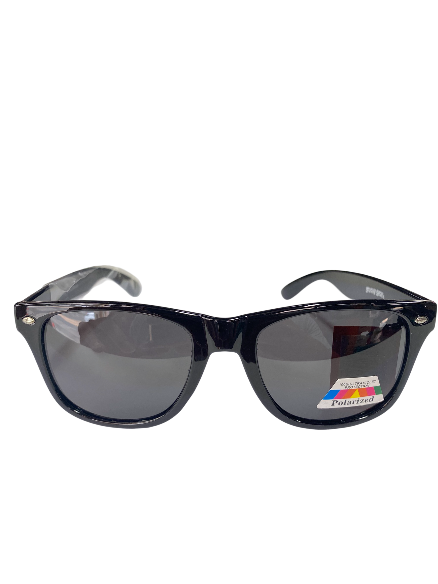 Black sunglasses feature a classic Wayfarer style frame with polarized lenses (1pcs)
