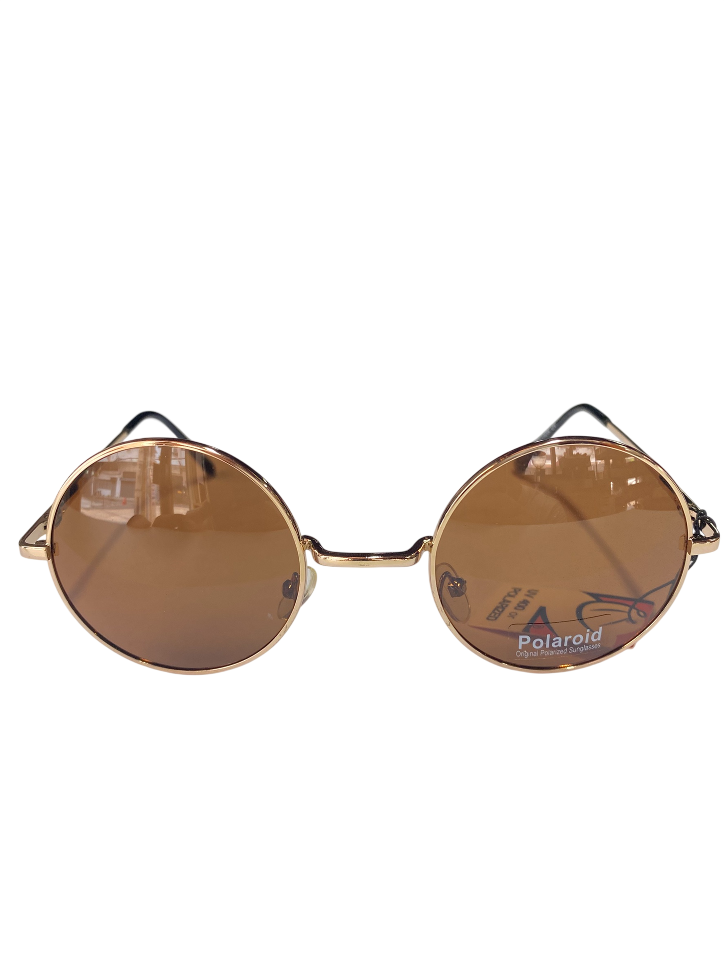 Round, gold-framed sunglasses with brown lenses (1pcs)