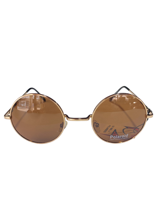 Round, gold-framed sunglasses with brown lenses (1pcs)