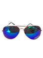 Aviator style sunglasses featuring a metallic gold frame and blue mirrored lenses (1pcs)