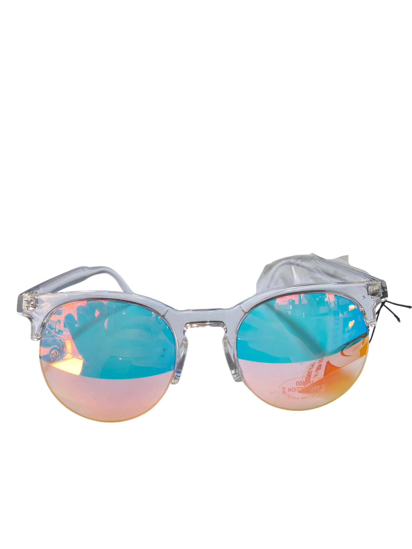 Sunglasses clear frame with mirrored lenses (1pcs)