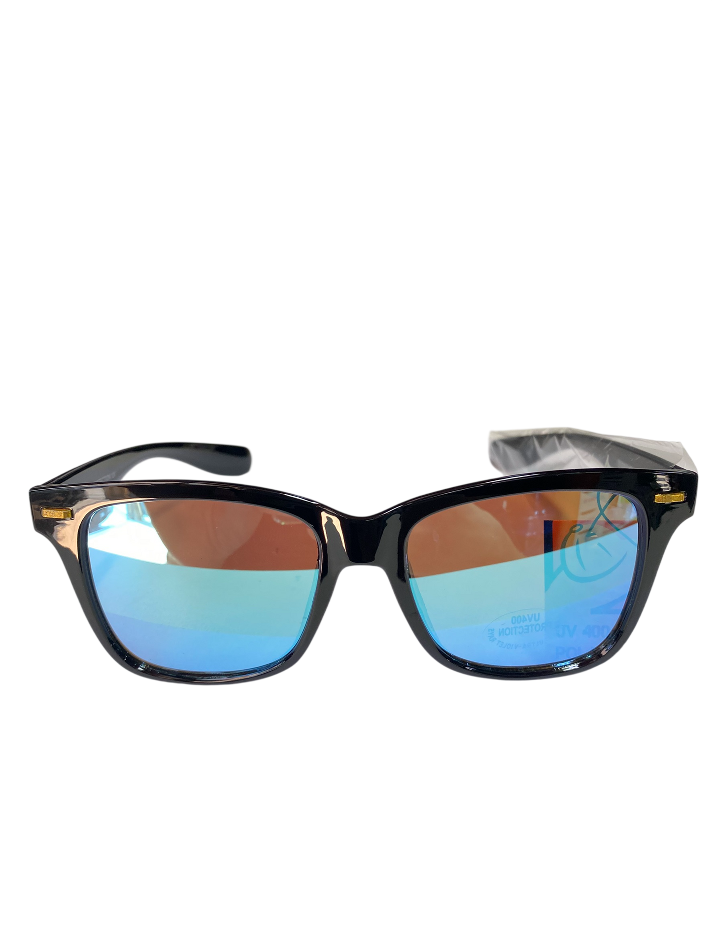 Black sunglasses with blue-tinted lenses (1pcs)