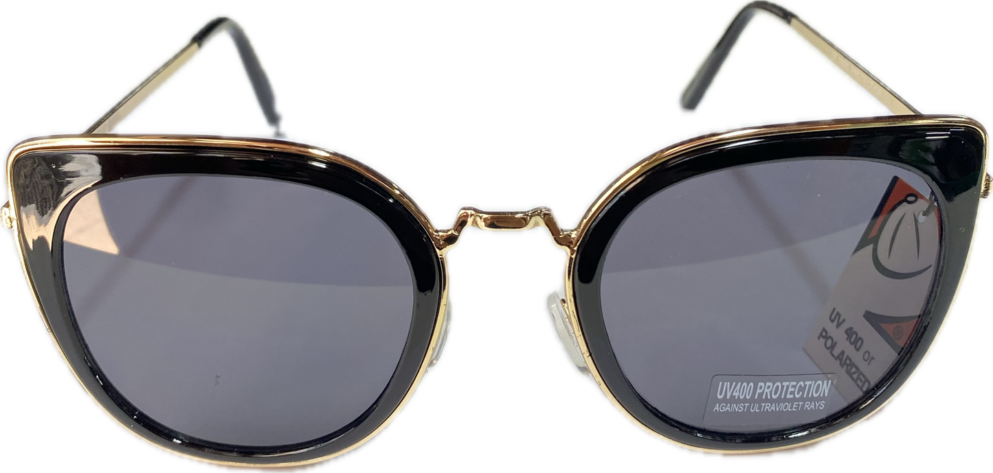 Black and gold cat-eye sunglasses feature polarized lenses with UV400 protection (1pcs)