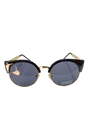 Sunglasses with black and gold frame on a white background