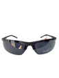 Black sunglasses with reflective lenses on a white background