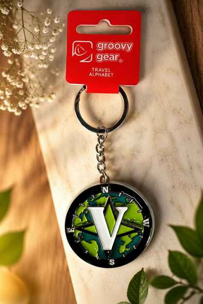 Spinning Globe Letter V